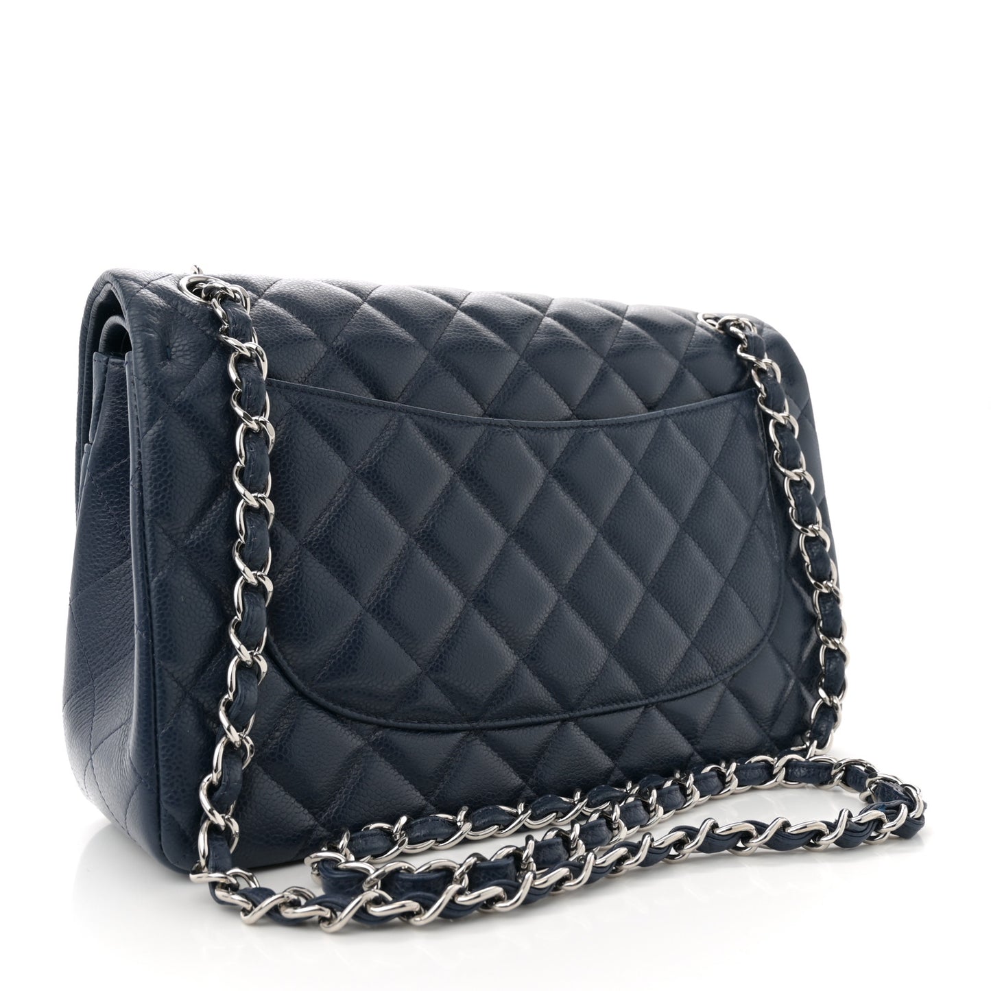 Caviar Quilted Jumbo Double Flap Navy