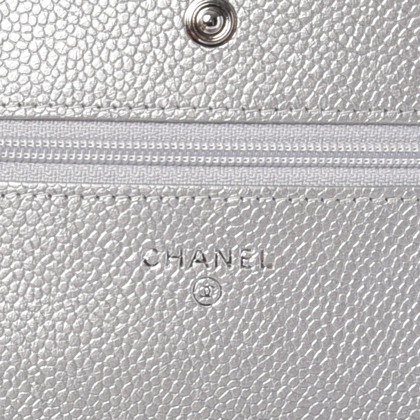 Metallic Caviar Quilted Wallet on Chain WOC