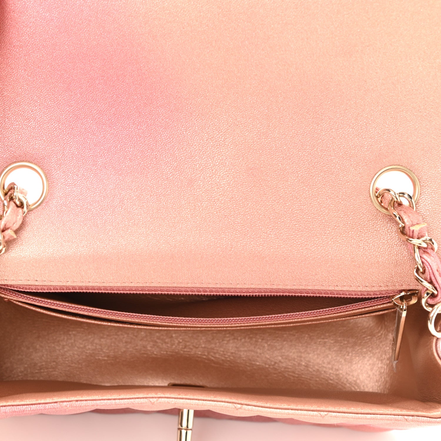 Chanel Metallic Lambskin Quilted Ombre Mini Rectangular Flap Pink 5 of 11