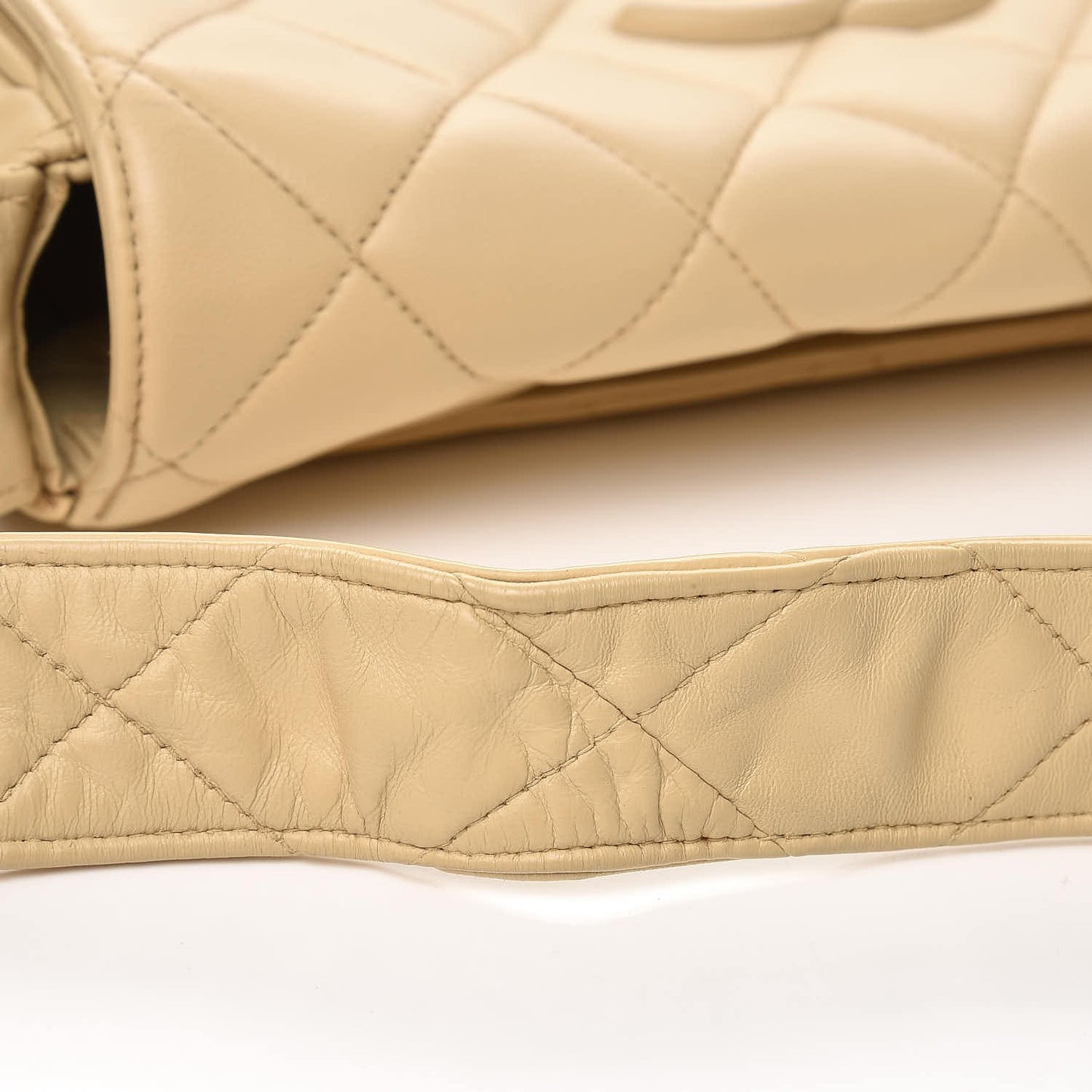 Lambskin Quilted CC Flap Beige