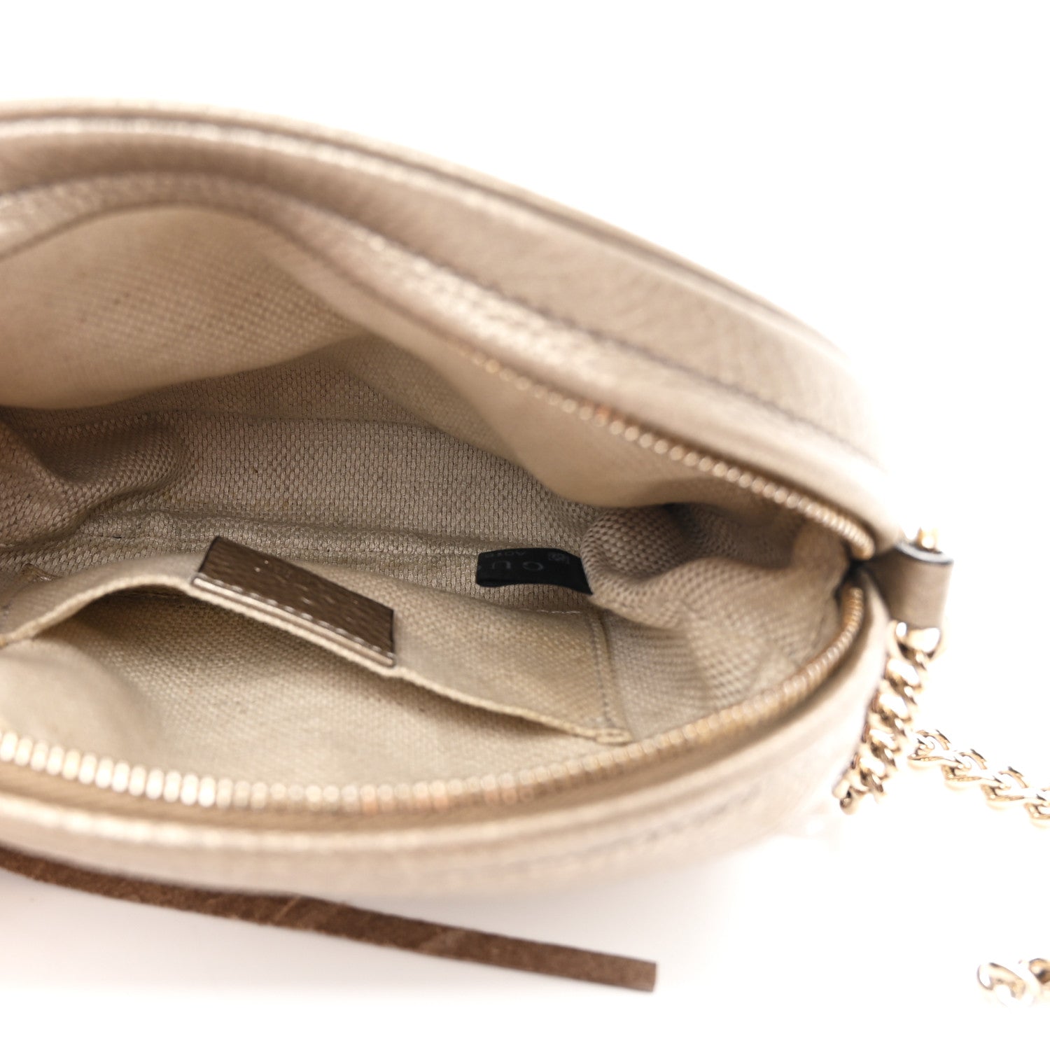 Gucci Metallic Pebbled Calfskin Mini Soho Chain Bag Golden Beige 5 of 10
