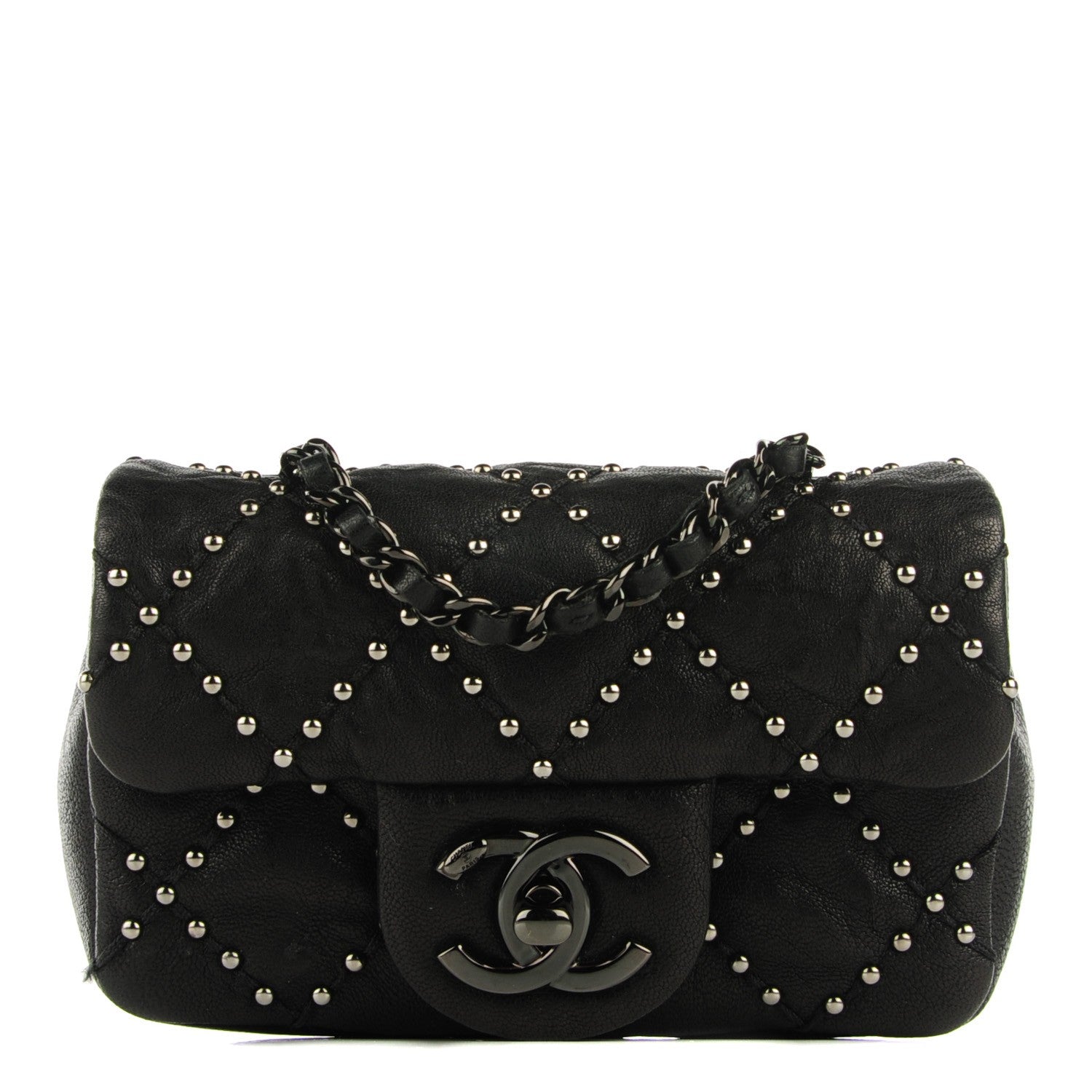 Chanel Lambskin Studded Mini Metal Beauty Flap Black 1 of 8