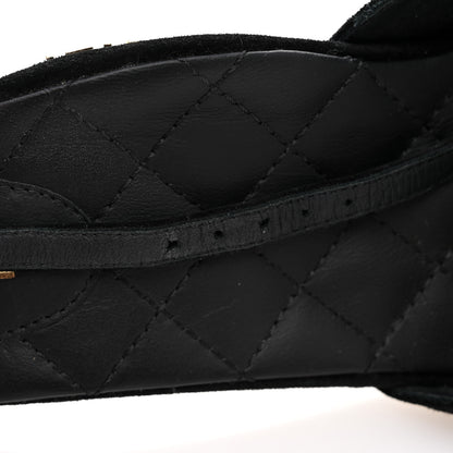 Chanel Suede Quilted Logo Sandals 38.5 Black 13 of 14