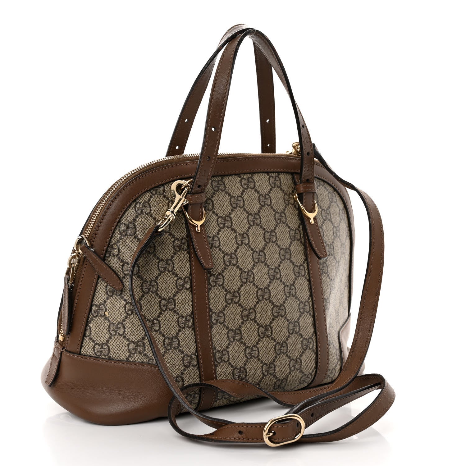 Gucci GG Supreme Monogram Margaux Calfskin Small Nice Top Handle Dome Bag Beige Ebony Acero 3 of 20