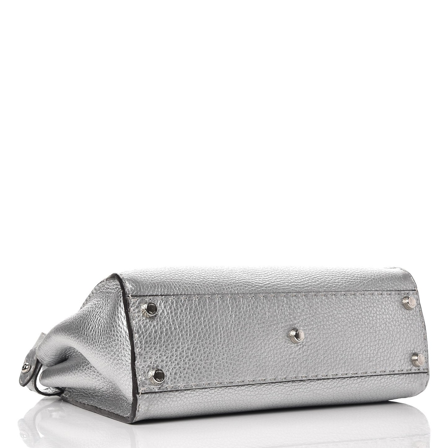 Cuoio Romano Lux Selleria Medium Peekaboo Iconic Satchel Argento