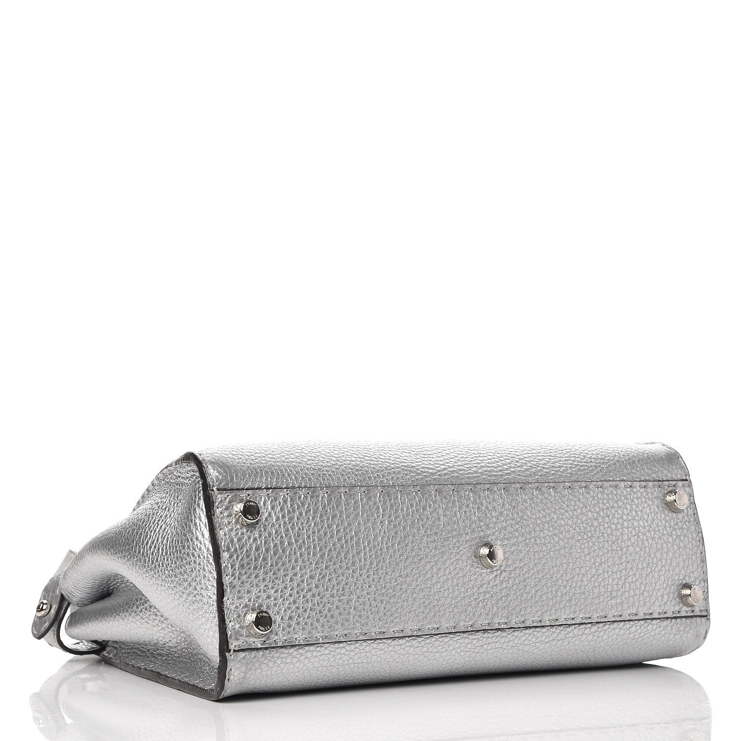 Fendi Cuoio Romano Lux Selleria Medium Peekaboo Iconic Satchel Argento 5 of 10