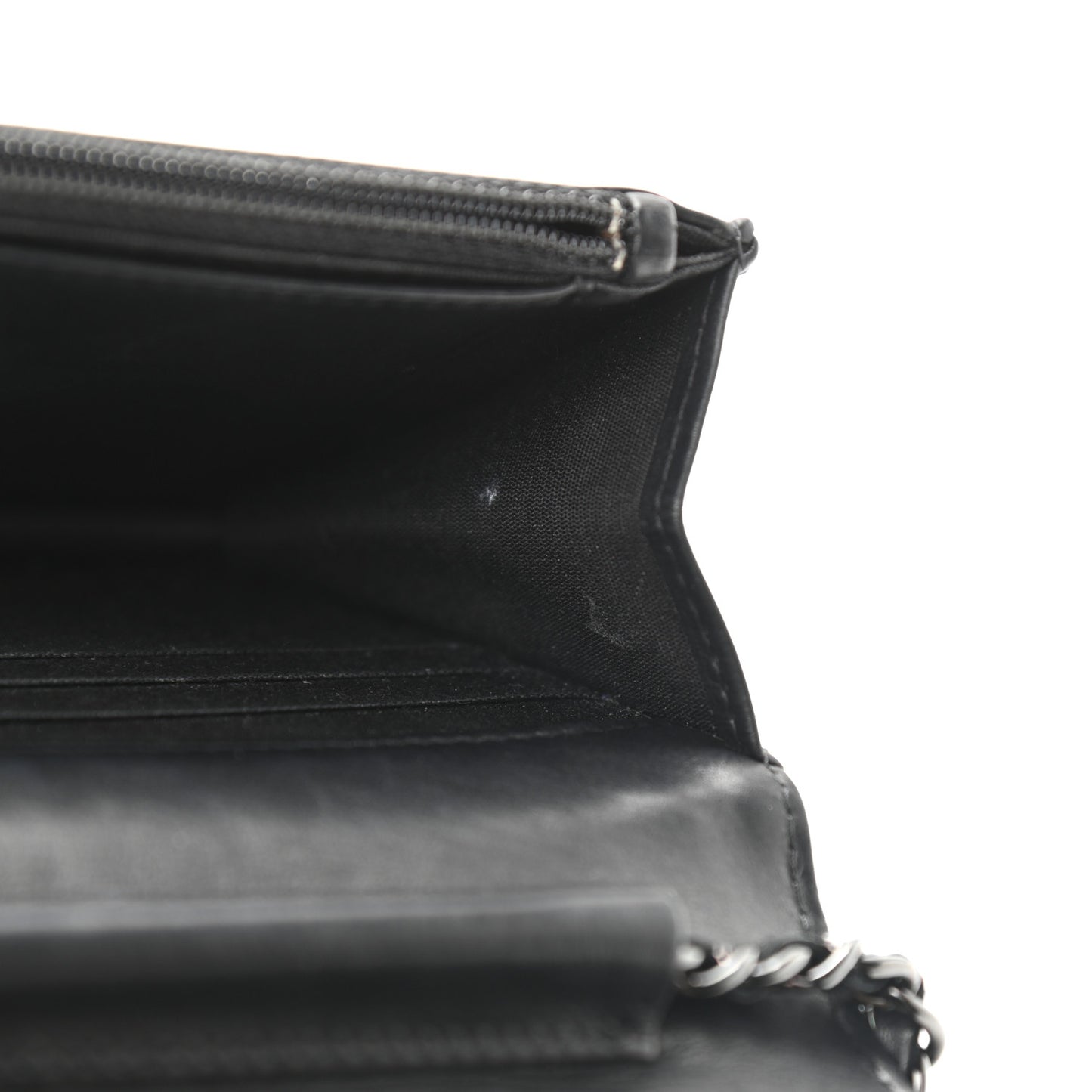 Lambskin Quilted Boy Wallet On Chain WOC So Black