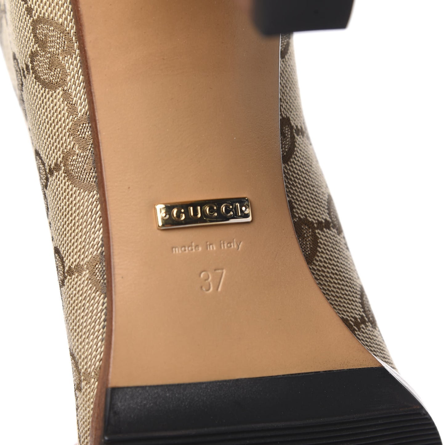 Monogram Malaga Kid Lisa Mid Heel Boots 37 Beige Ebony