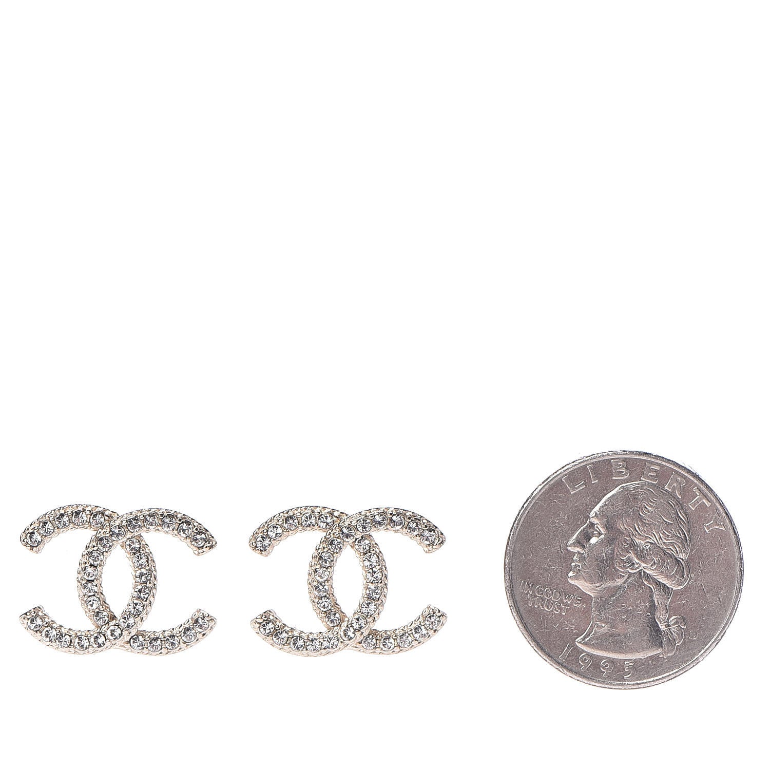 Chanel Crystal CC Earrings Gold 2 of 5