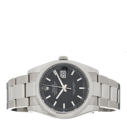 Rolex Stainless Steel 36mm Oyster Perpetual Datejust Watch Black 116200 2 of 4