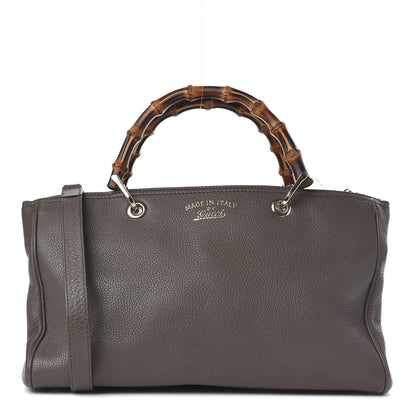 Gucci Cellarius Calfskin Medium Bamboo Shopper Tote Grey Field 1 of 10