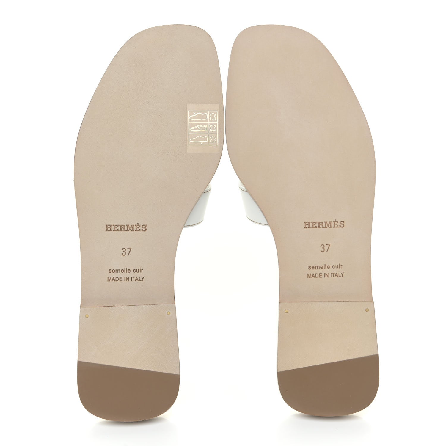 Hermes Box Calfskin Oran Sandals 37 White 5 of 10