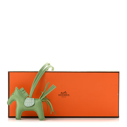 Hermes Milo Lambskin Matte Alligator Touch Grigri Rodeo Horse Bag Charm PM Vert Criquet Vert D'eau 4 of 4