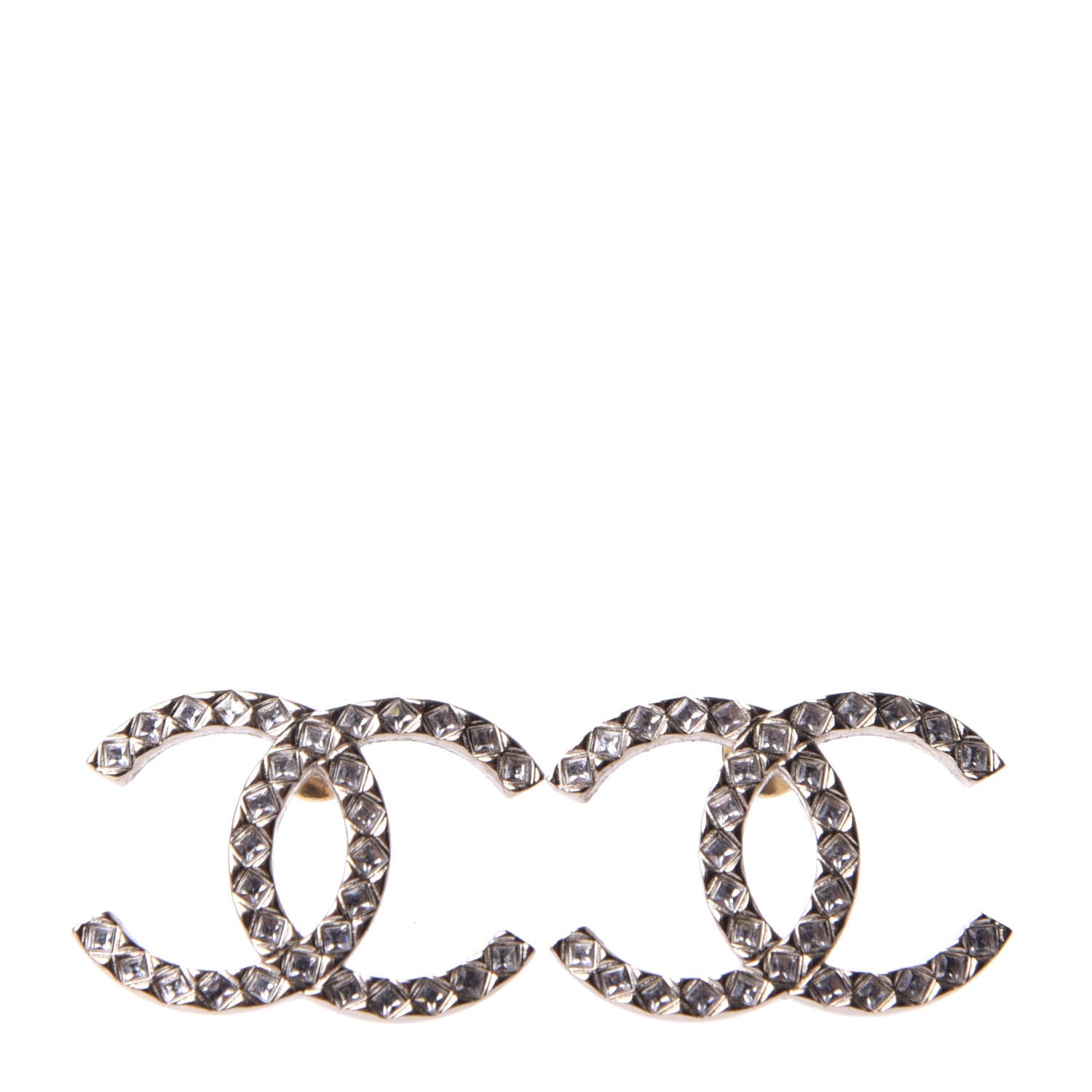 Chanel Baguette Crystal High Society CC Earrings Gold 1 of 5