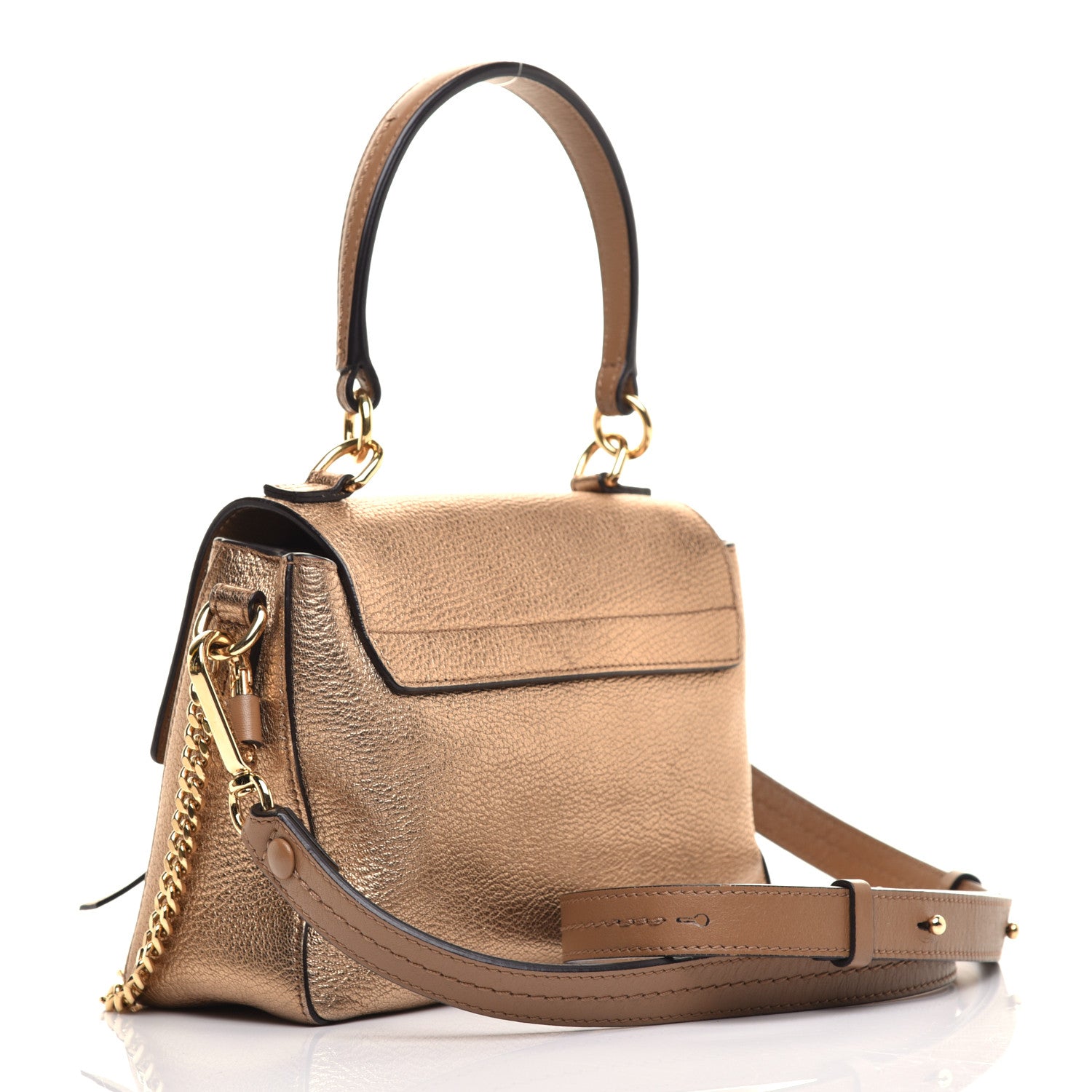 Chloe Metallic Calfskin Mini Faye Day Shoulder Bag Gold 3 of 8