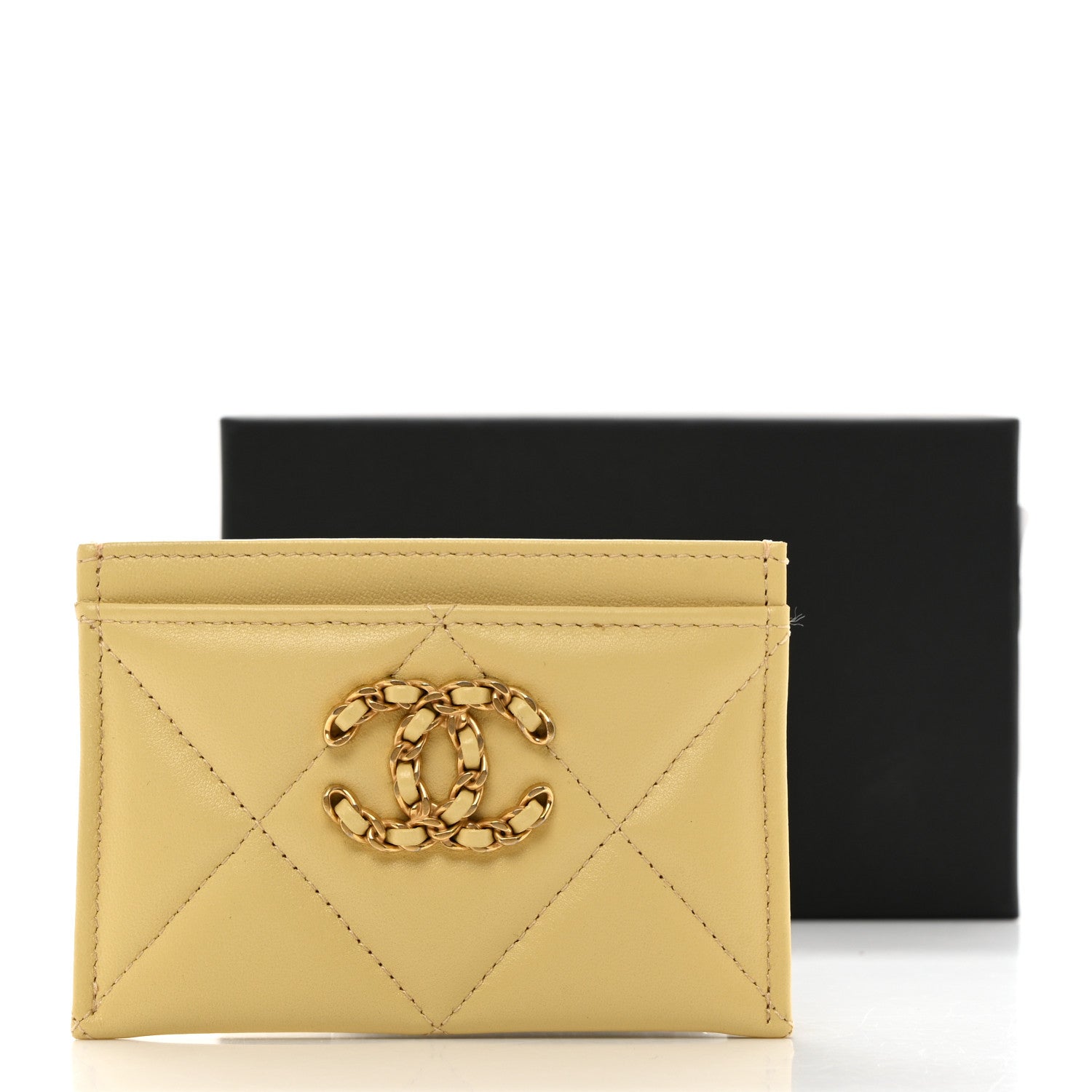 Chanel Lambskin Quilted Chanel 19 Card Holder Yellow 9 of 9