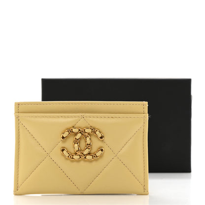 Chanel Lambskin Quilted Chanel 19 Card Holder Yellow 9 of 9