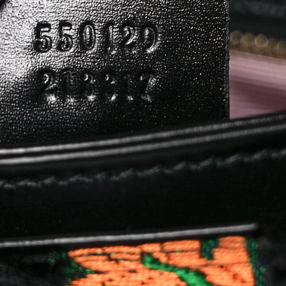 Gucci Velvet Jacquard Floral Embroidered Small Arli Flap Shoulder Bag Black Green Multicolor 16 of 27