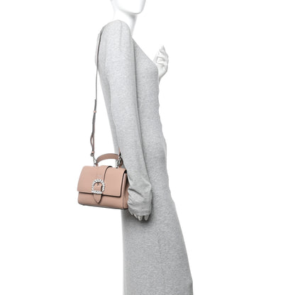 Jimmy Choo Calfskin Crystal Small Cheri Top Handle Bag  Powder Pink 2 of 9