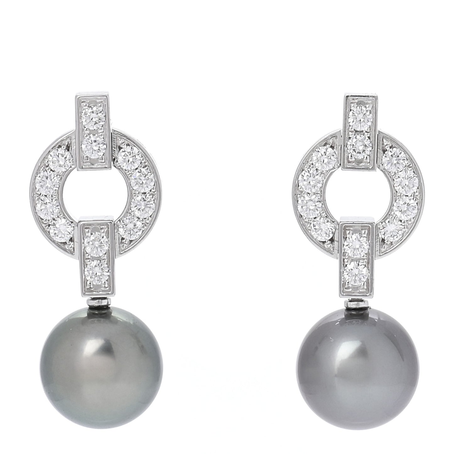 18K White Gold Diamond Cultured Akoya Pearl 9mm Himalia Earrings