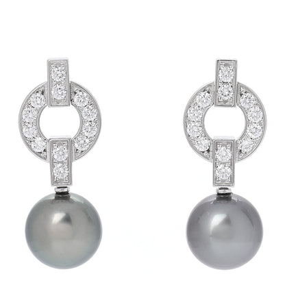 Cartier 18K White Gold Diamond Cultured Akoya Pearl 9mm Himalia Earrings 1 of 8