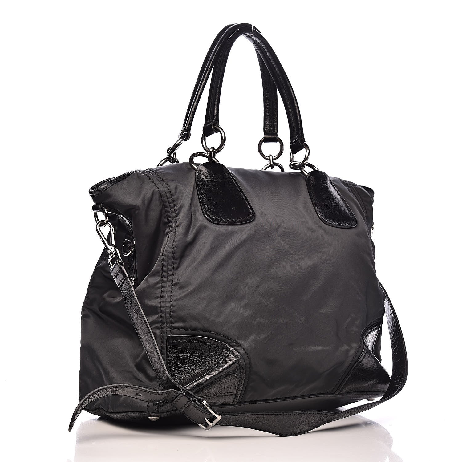 Prada Tessuto Nylon Vitello Shopping Tote Antracite 3 of 13