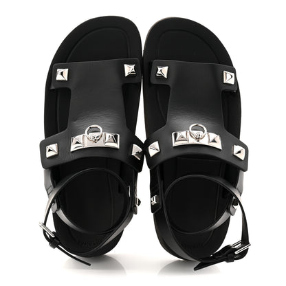 Hermes Calfskin Medor Studded Womens Intuition Sandals 37 Black 2 of 11