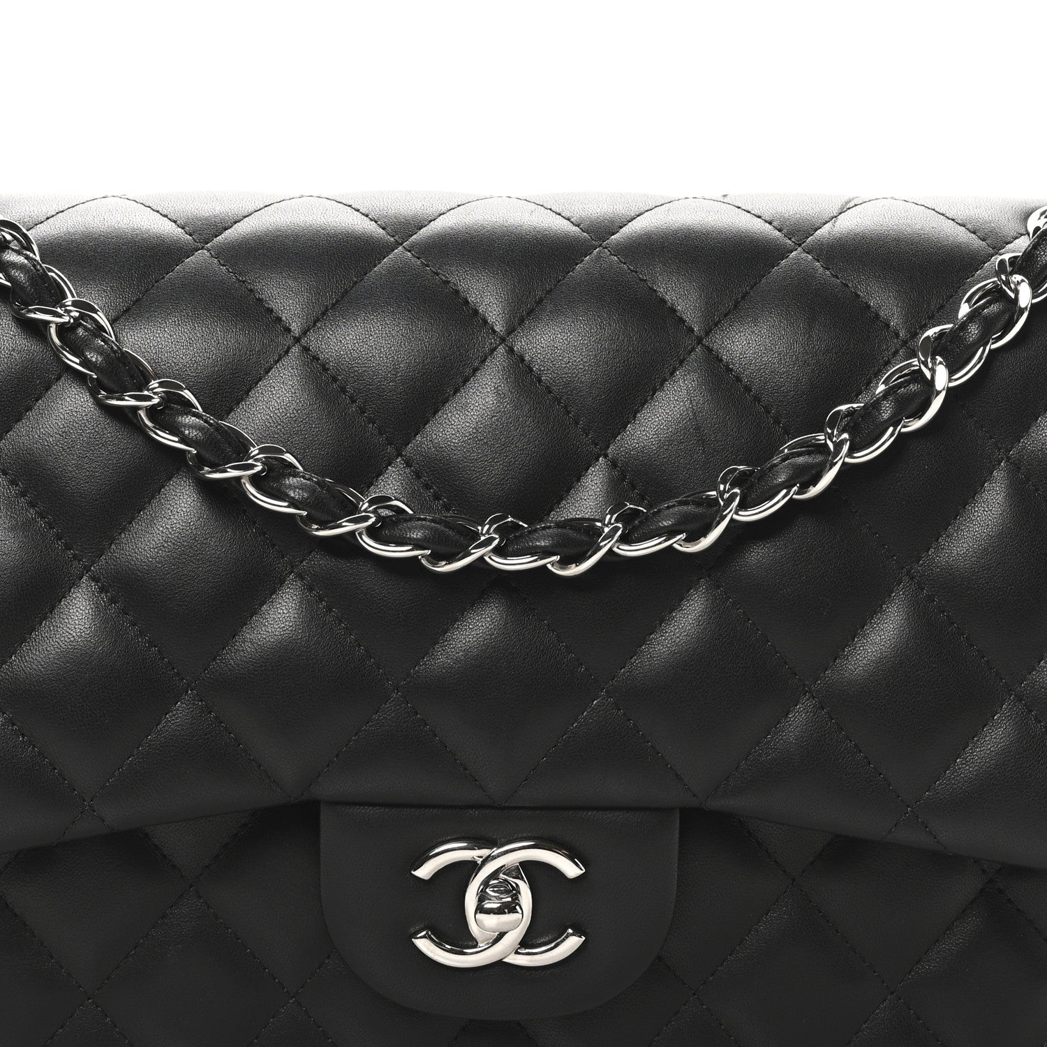 Chanel Lambskin Quilted Jumbo Double Flap Black 8 of 11