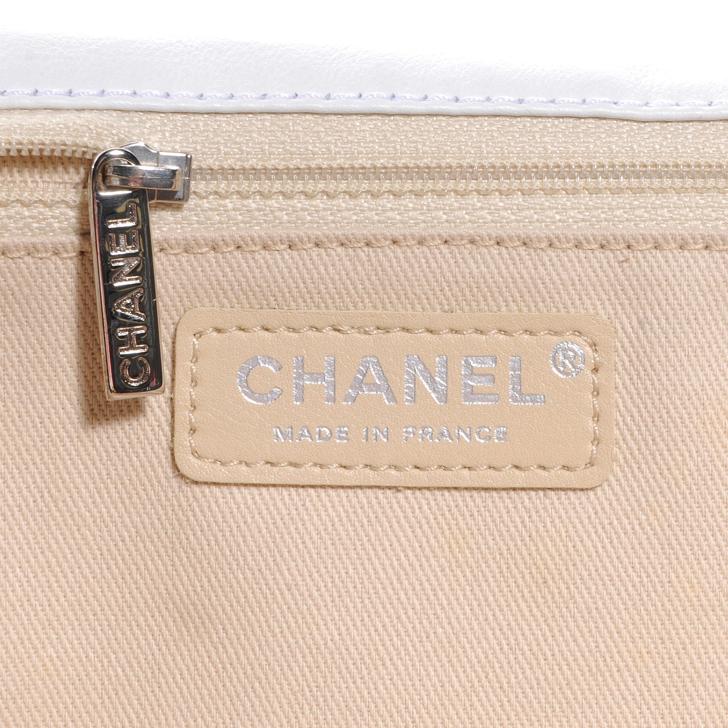 Calfskin Stitched Large Flap White
