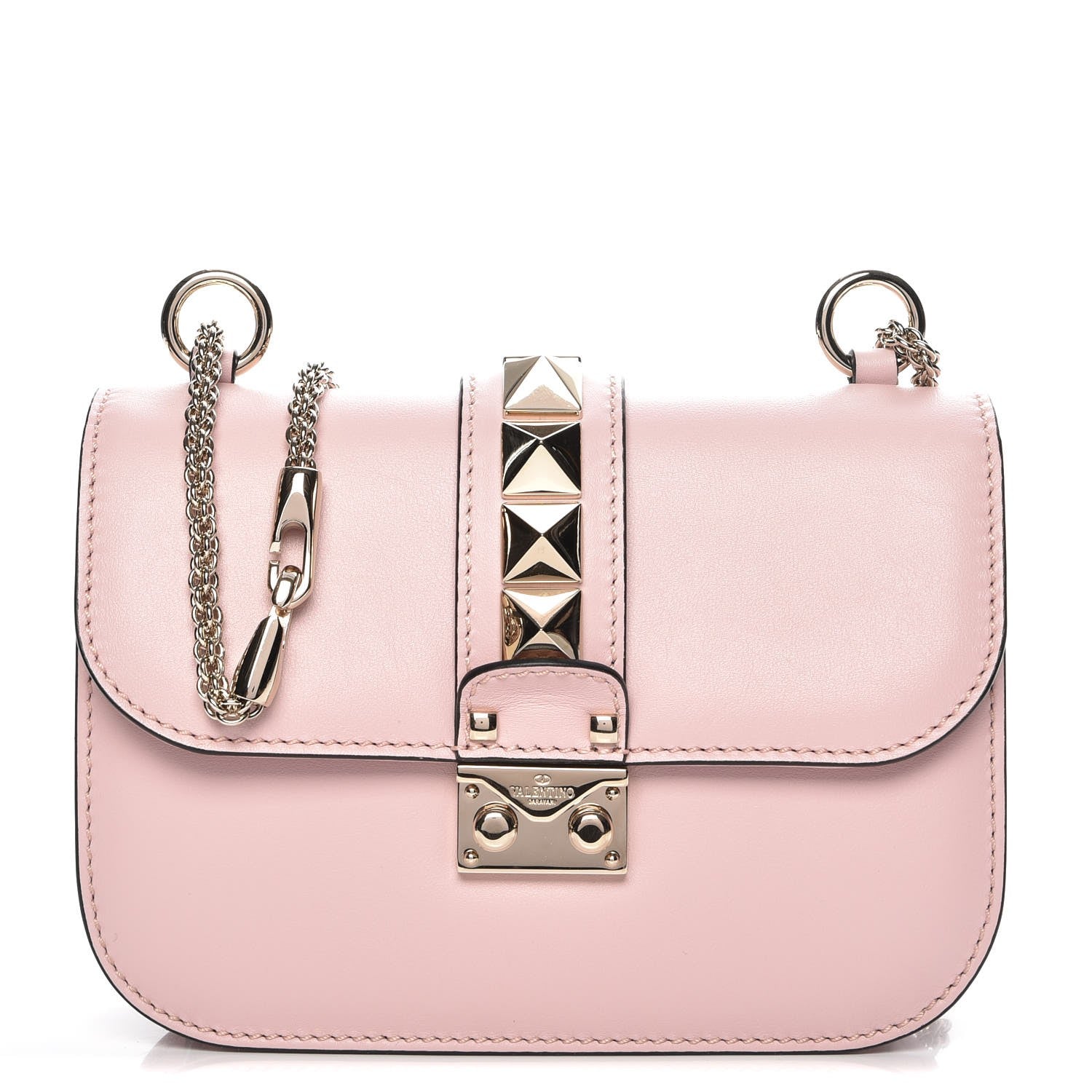 Valentino Garavani Vitello Small Glam Lock Rockstud Flap Water Rose 1 of 6