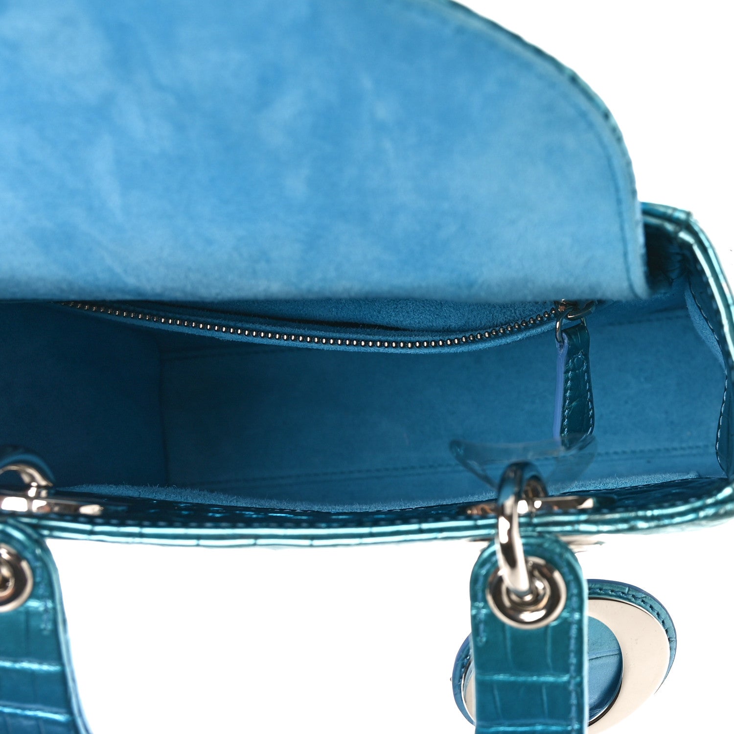 Christian Dior Metallic Alligator Small Lady Dior Blue 5 of 8