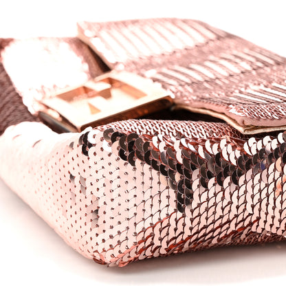 Fendi Sequin Metallic Nappa Pequin Mini Baguette Rame 10 of 13
