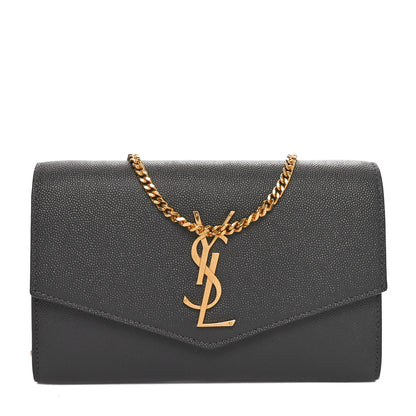 Saint Laurent Grain de Poudre Uptown Chain Wallet Storm 1 of 10
