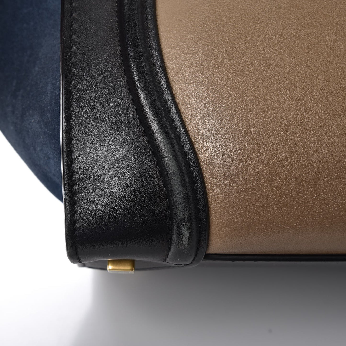 Smooth Calfskin Suede Mini Tri-Color Luggage Beige