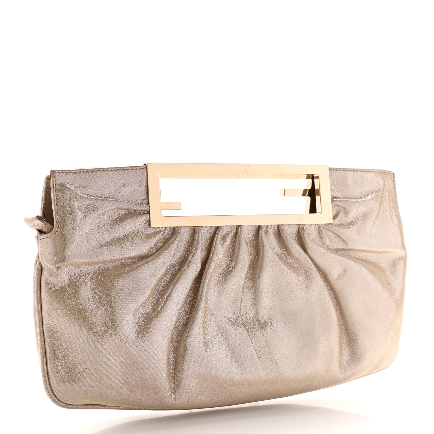 Fendi Metallic Lurex FF Cutout Baguette Clutch Gold 3 of 16
