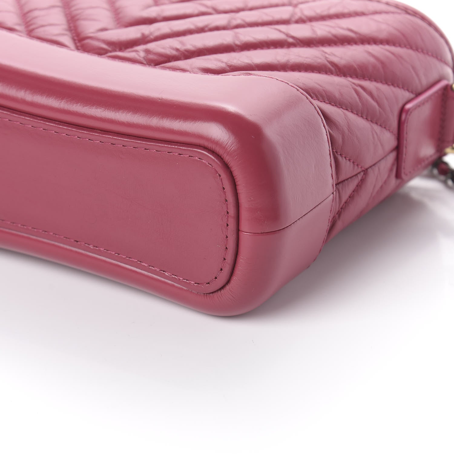 Chanel Aged Calfskin Chevron Quilted Small Gabrielle Hobo Dark Pink 9 of 9