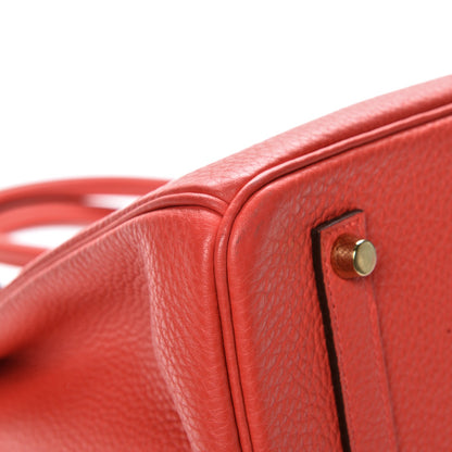 Hermes Taurillon Clemence Birkin 35 Rouge Pivoine 29 of 34