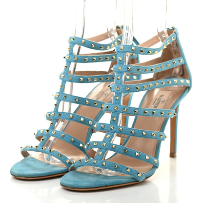Valentino Garavani Suede Lovestud Caged 90mm Sandals 39 Cerulean 3 of 7