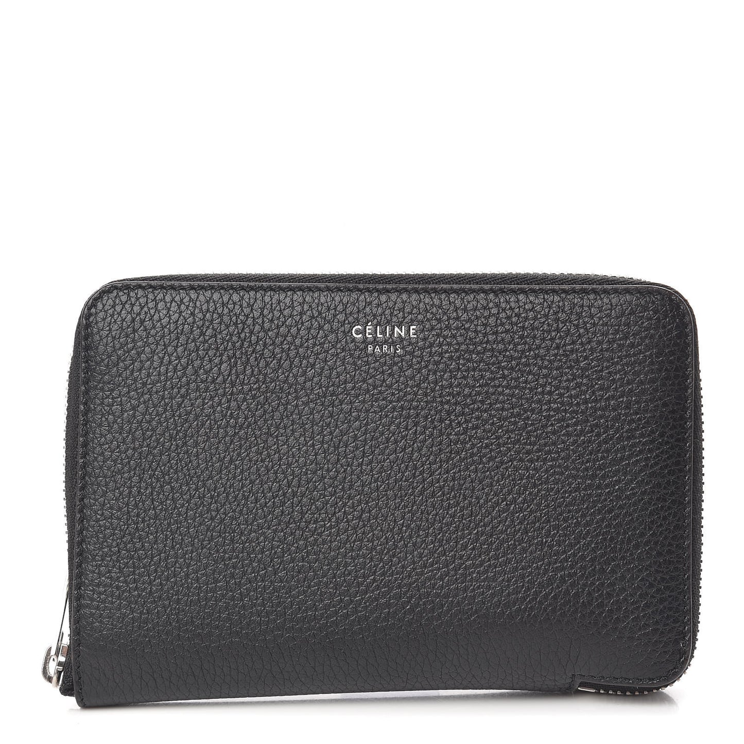 Drummed Calfskin Zip Around Multifunction Wallet Black Citron