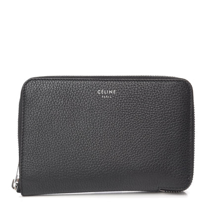 Celine Drummed Calfskin Zip Around Multifunction Wallet Black Citron 1 of 8