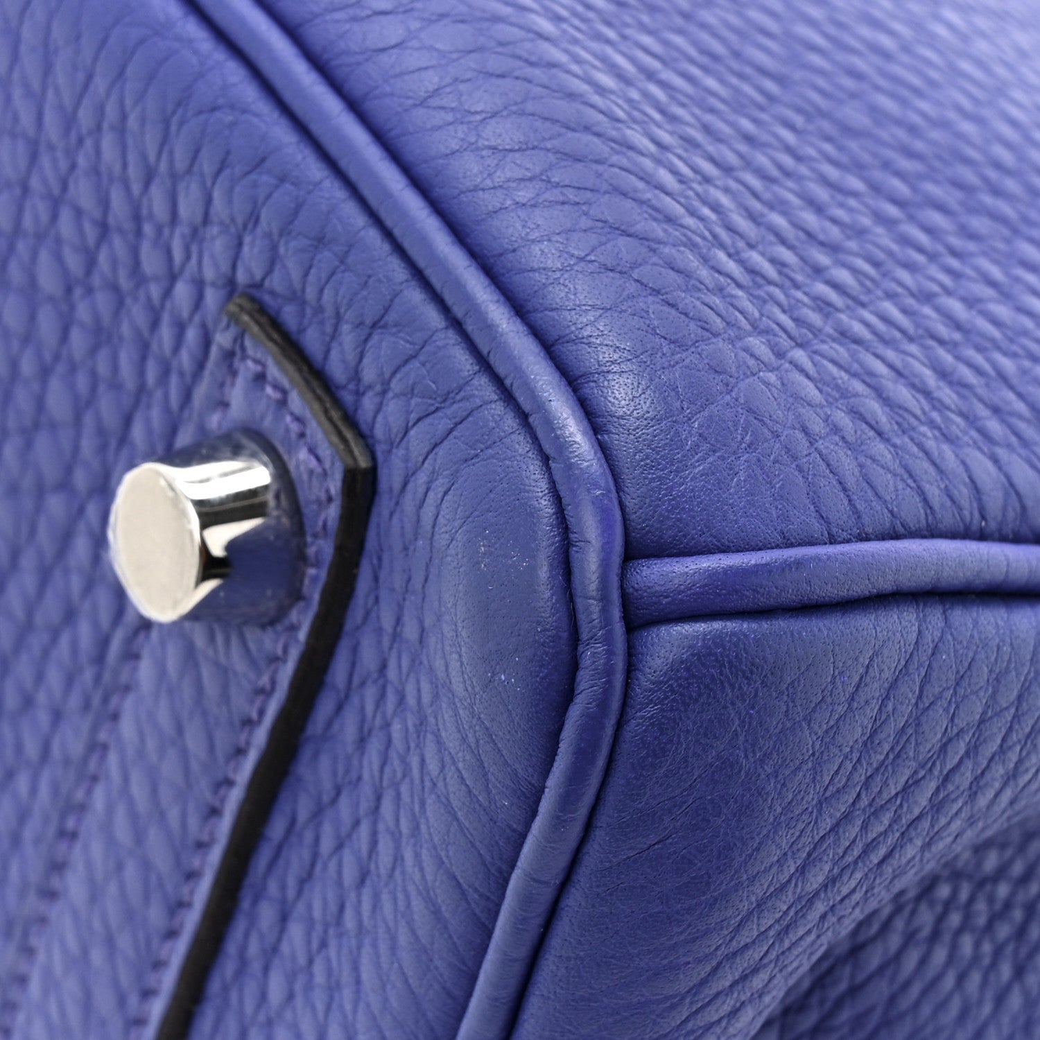 Hermes Taurillon Clemence Birkin 25 Bleu Electrique 11 of 13