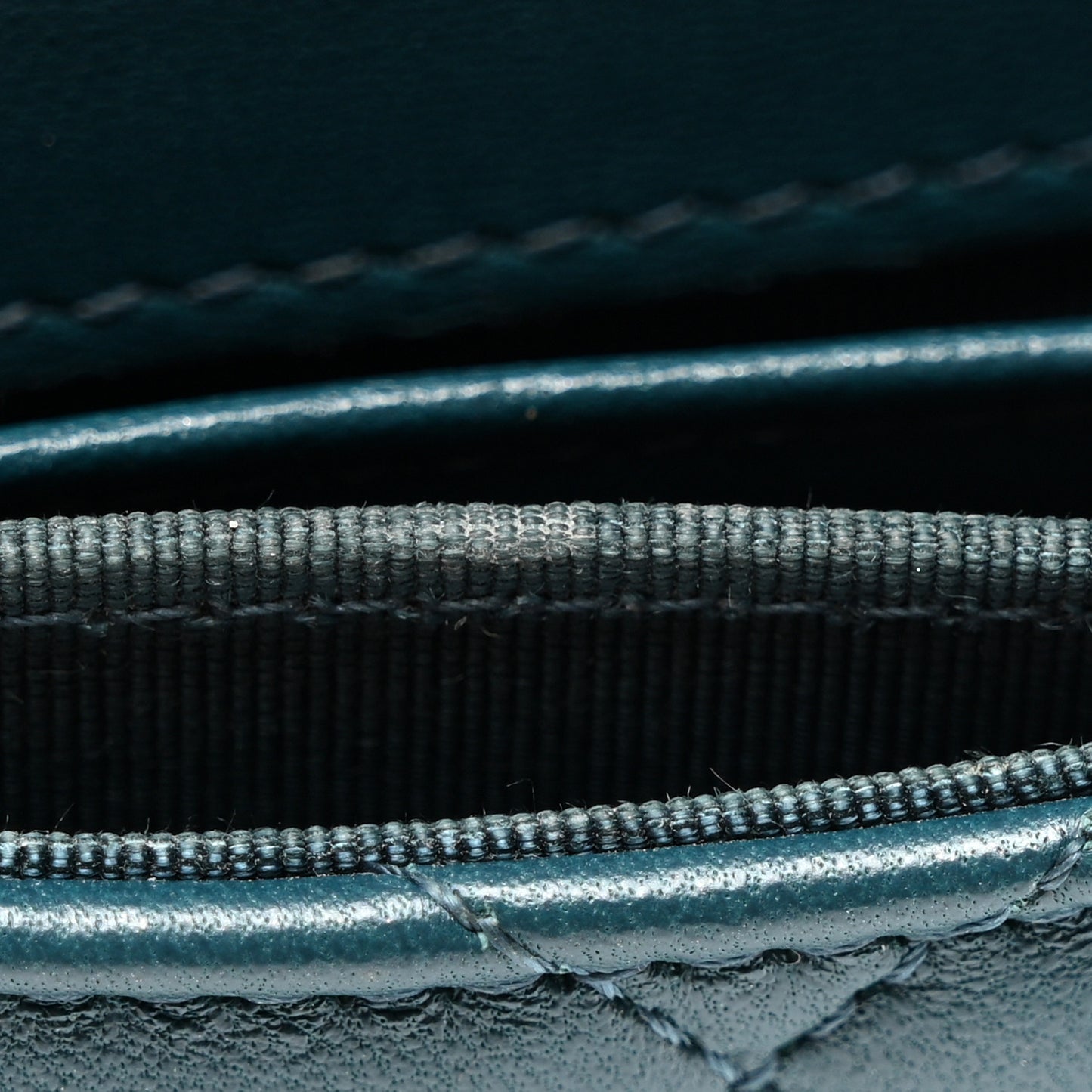 Lambskin Quilted Flap Card Holder Wallet Dark Turquoise