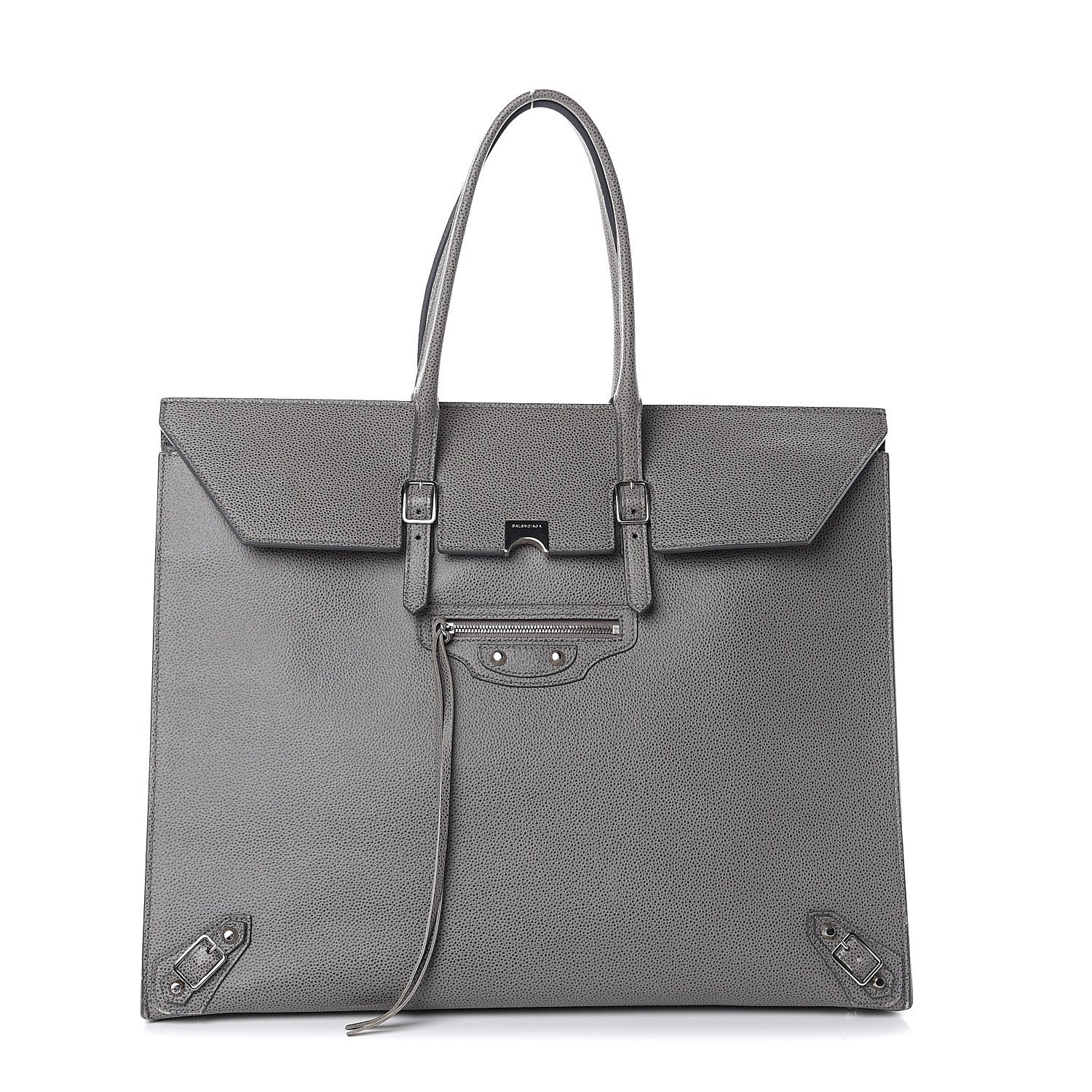 Balenciaga Grained Calfskin Papier Flap Tote Gris Pyrit 1 of 8