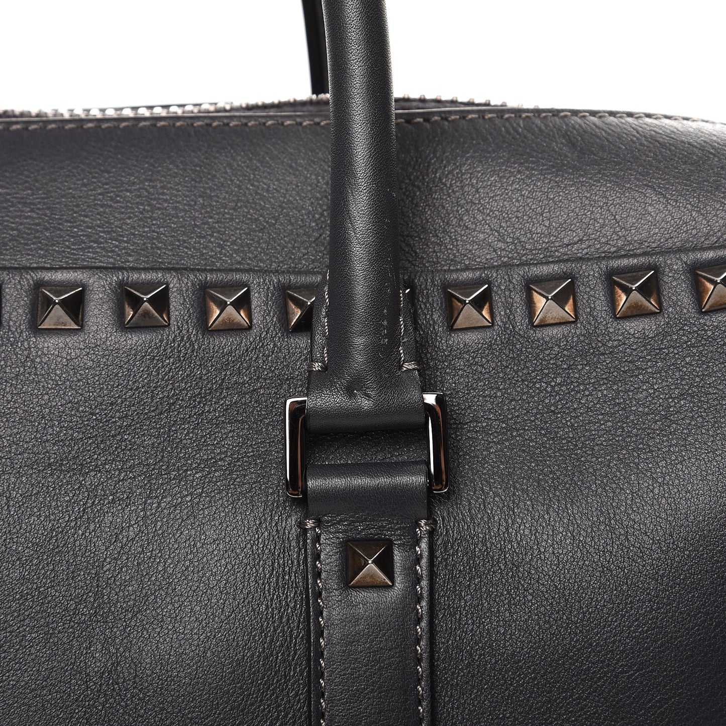 Mens Calfskin Rockstud Briefcase Grey
