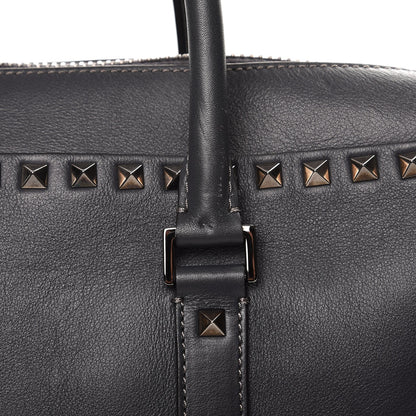 Valentino Garavani Mens Calfskin Rockstud Briefcase Grey 11 of 12