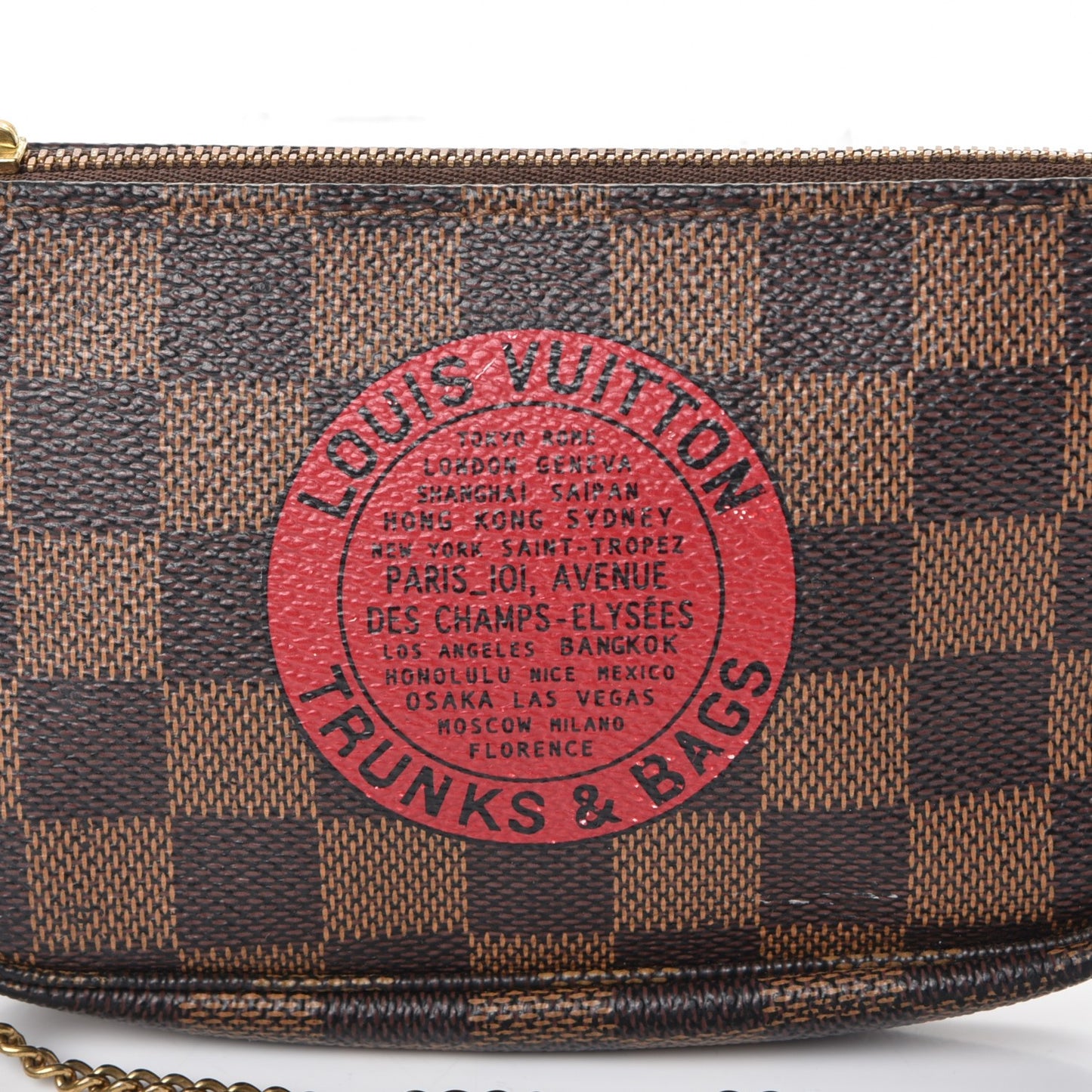 Damier Ebene Complice Trunks and Bags Mini Pochette Accessories Red