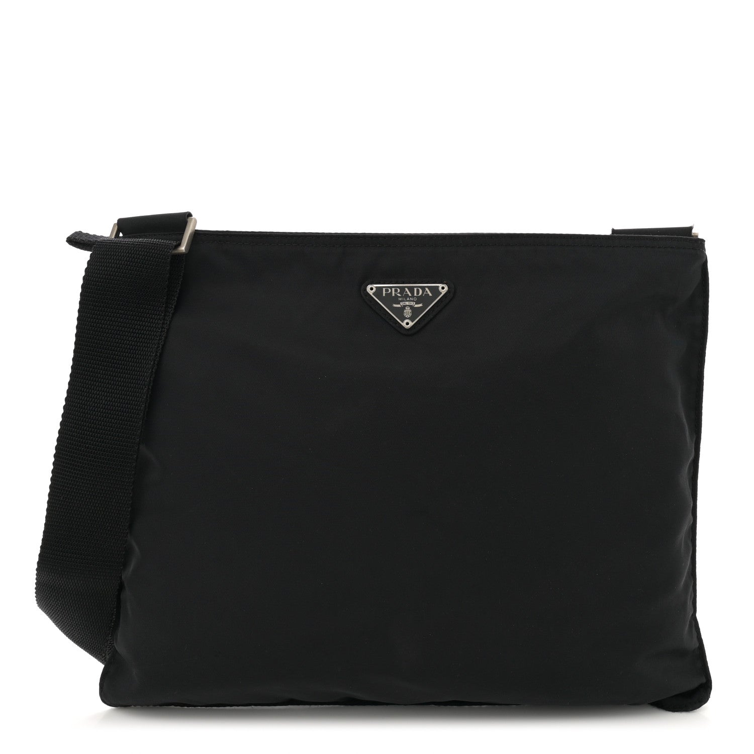 Prada Nylon Vela Flat Messenger Bag Black 1 of 9