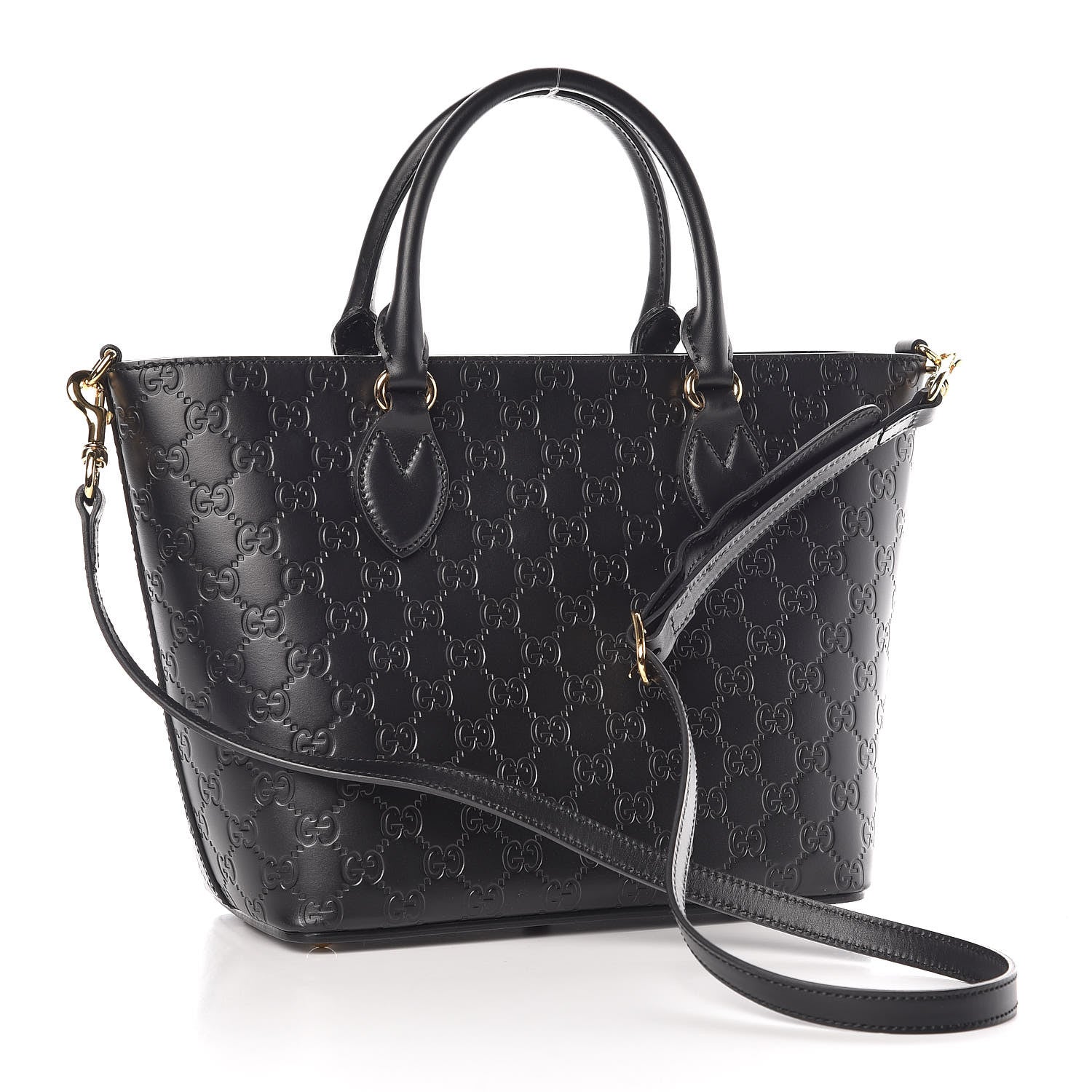 Gucci Guccissima Small Zippered Bucket Tote Black 4 of 16