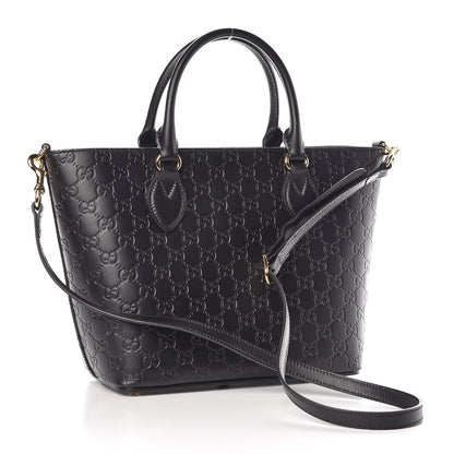 Gucci Guccissima Small Zippered Bucket Tote Black 4 of 16