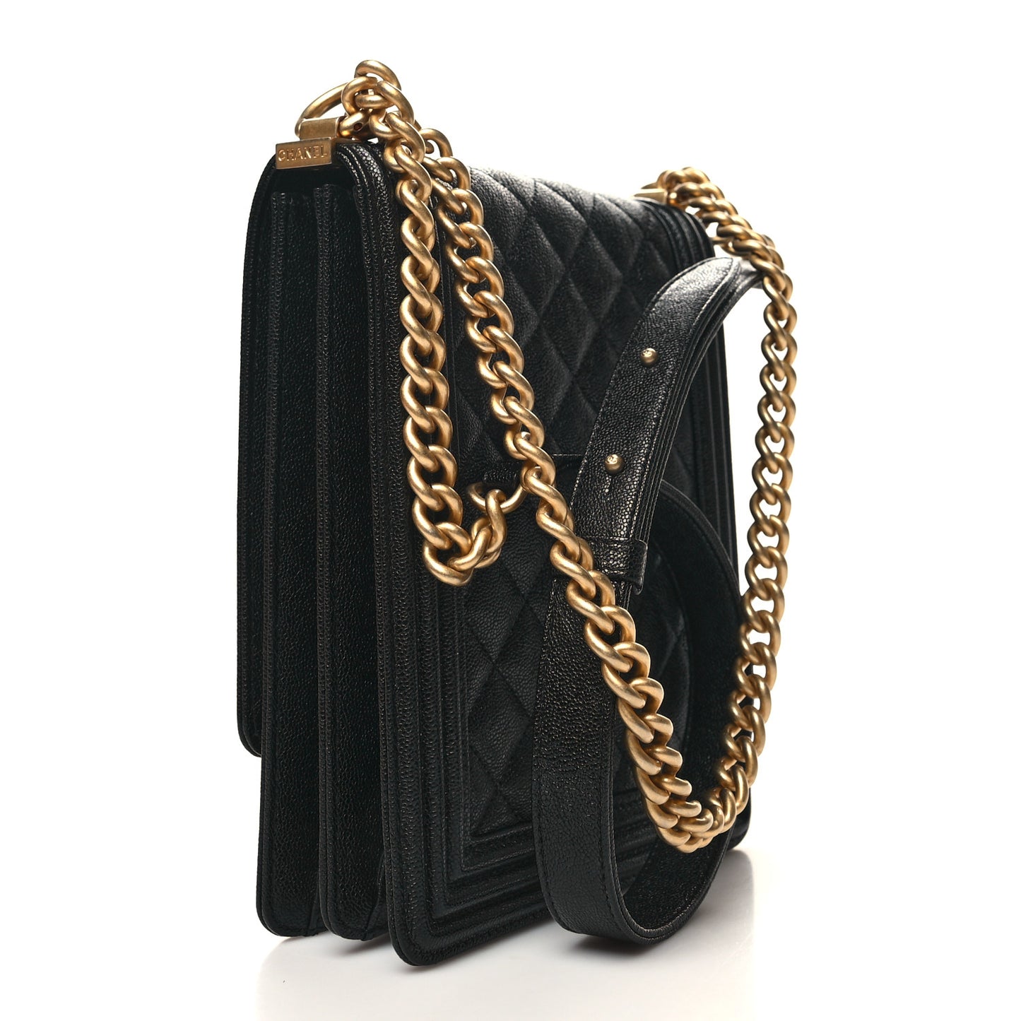 Caviar Quilted North South Boy Flap Black